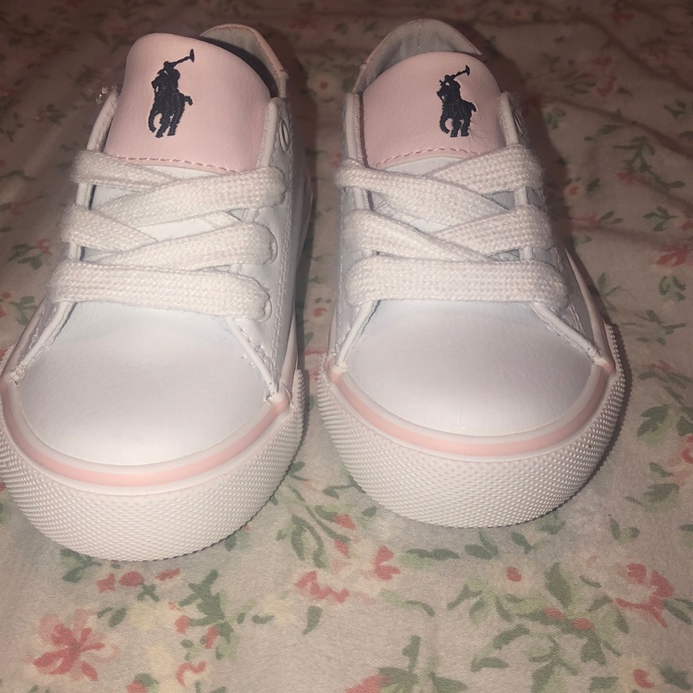 🔴 White with pink Polo sneakers by Ralph Lauren🔴